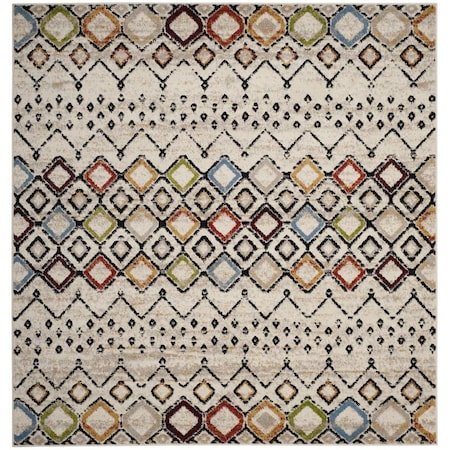 Safavieh 5 ft.-1 in. x 5 ft.-1 in. Square Amsterdam Power Loomed Rug; Ivory & Multi Color AMS108K-5SQ